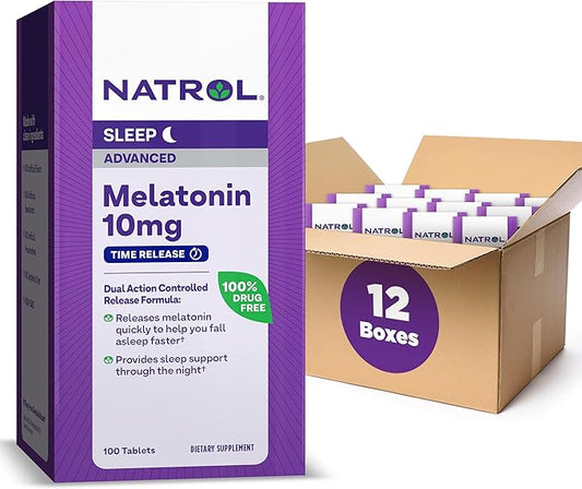 Natrol Advanced Sleep Melatonin 10mg, Dietary 100 Time-Release 100 Day 12)