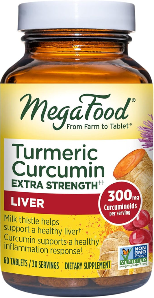 MegaFood Turmeric Curcumin Extra Strength 9 Food 60 Tablets (30 Servings)