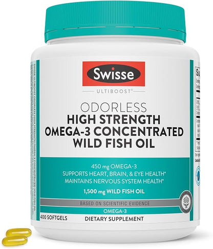 Swisse Wild Fish Oil Omega 3 1500 mg 3 Supplement 400 Softgel