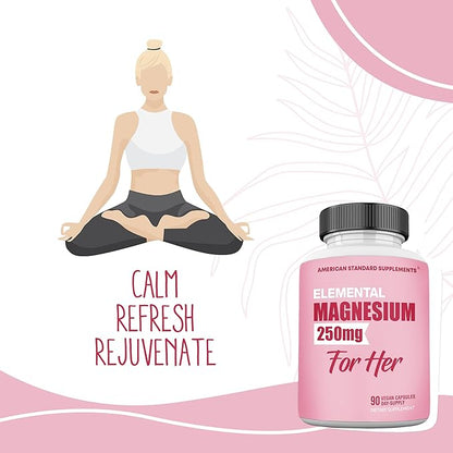 Magnesium Glycinate for Women, Elemental 250mg 90 Day
