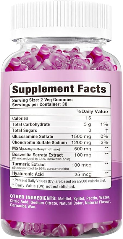 Glucosamine Chondroitin Gummies, Extra Strength Glucosamine 60 Blueberry