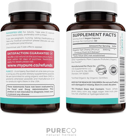 Organic Tart Cherry Capsules (Vegan & 4:1 Extract 2000mg of 60 Capsules 500mg