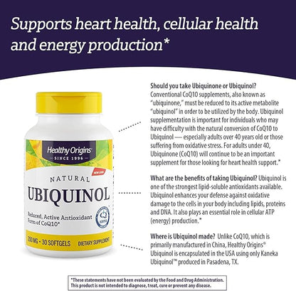 Healthy Origins Ubiquinol (Active form of CoQ10), 200 200 mg CoQ10 - 30 Softgels