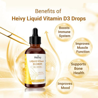 Liquid Vitamin D Drops 4000 IU (100 mcg), Vitamin D3 for Bone Health Support, Pineapple Flavor Vegan VIT D3 Drops, Made in USA, 60 Servings 2 Fl Oz (60ml)