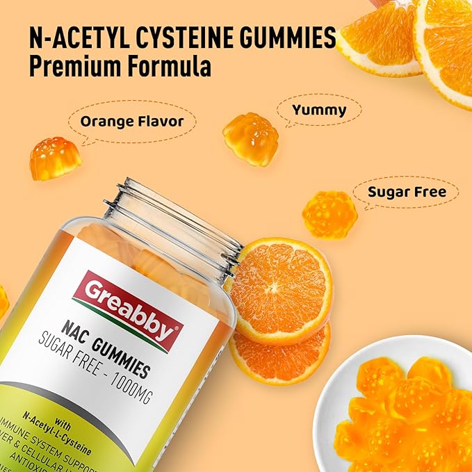 NAC Gummies Sugar Free, N Acetyl 1000mg for Flavor,60ct