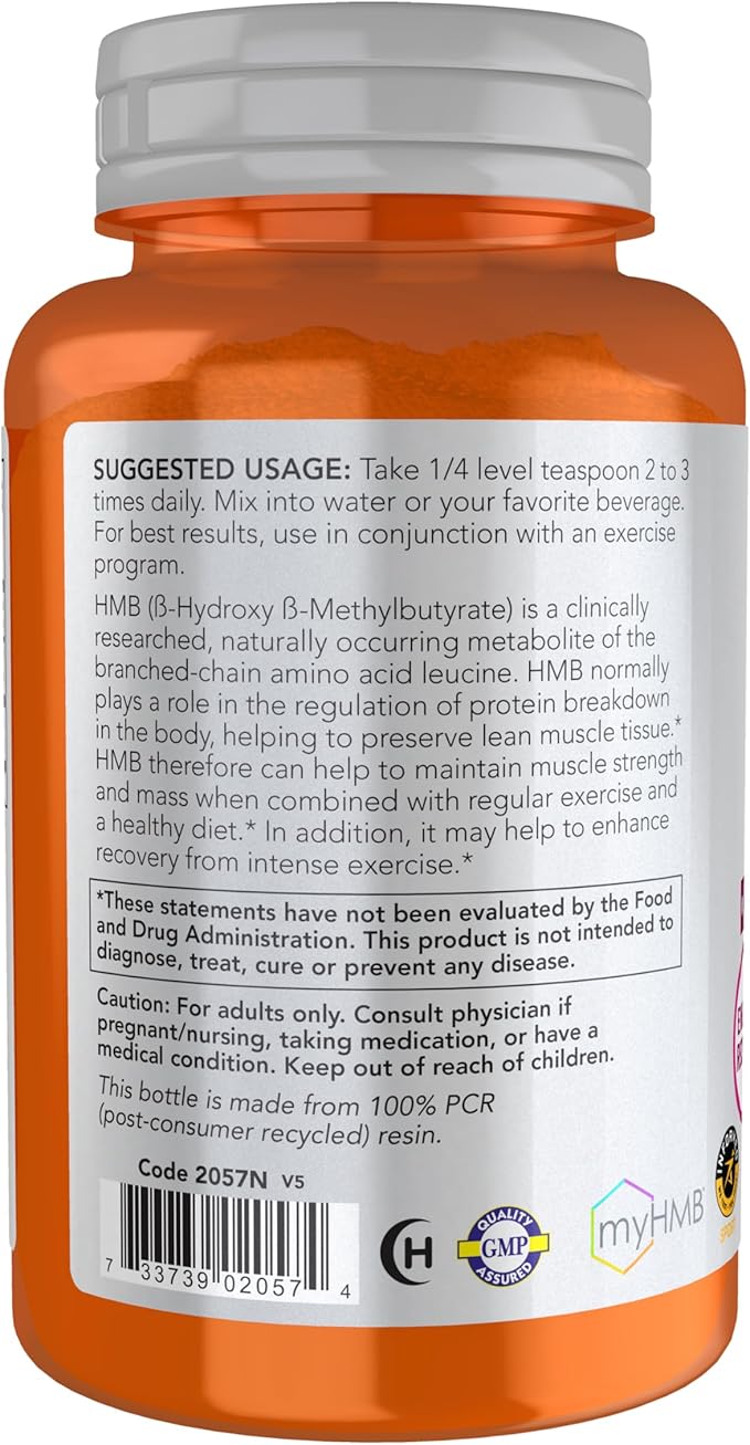NOW Foods Sports Nutrition, HMB (β-Hydroxy β-Methylbutyrate)Powder, Sports Recovery*, 90 Grams