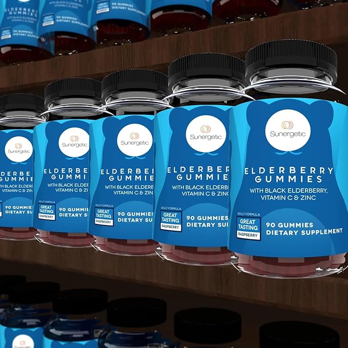 Premium Black Elderberry Gummies – Black Elderberry with Vitamin C & Zinc – Helps Support Immune System – Great Tasting Sambucus Elderberry Gummies – Raspberry Flavored Elderberry Gummies – 90 Gummies