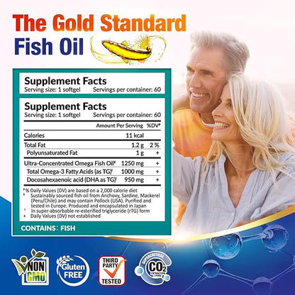LABO Nutrition OmaxPure DHA76 Omega 3 76% 950mg 950mg DHA, 60 Count, CO2 Extracted