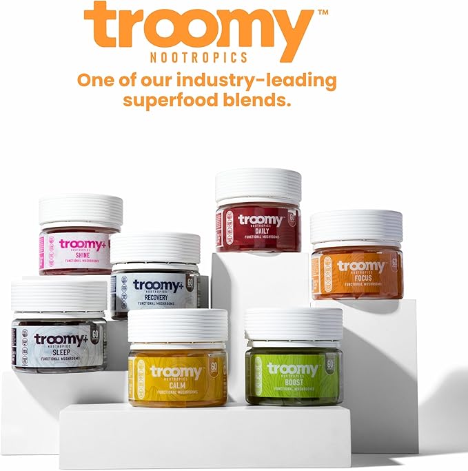 Troomy Lion's Mane Focus Gummies 30 Count - Natural Tangerine and Passionfruit Flavor, Gelatin-Free, Gluten-Free, Vegetarian