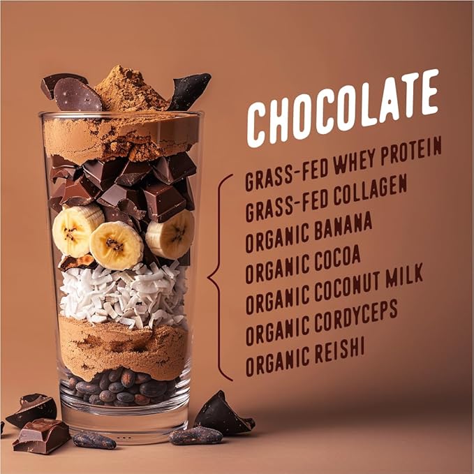 FlavCity Protein Powder Smoothie, Chocolate 100% Grass-Fed (25g of (40.42 oz)