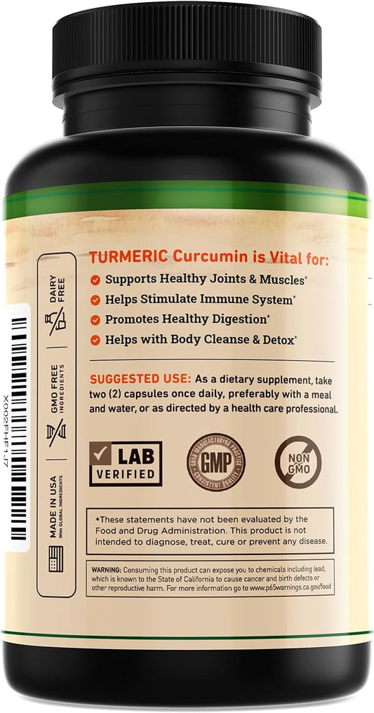 Turmeric and Ginger Supplement 95% Curcuminoids 60 Capsules