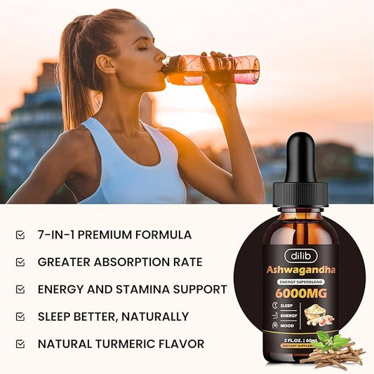 Organic Liquid Ashwagandha Drops for Women 7in1 Ashwagandha -4 Oz 2 Pack