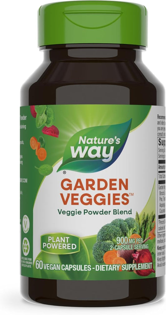 Nature's Way Daily Garden Veggies, Veggie 900mg per 2-Capsule Serving, 60 Capsules