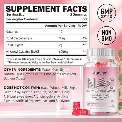 NAC Gummies 600mg, N Acetyl Cysteine 60ct