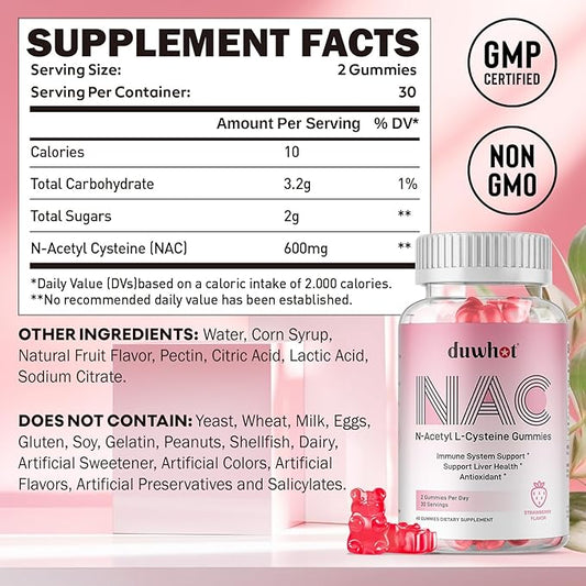 NAC Gummies 600mg, N Acetyl Cysteine 60ct