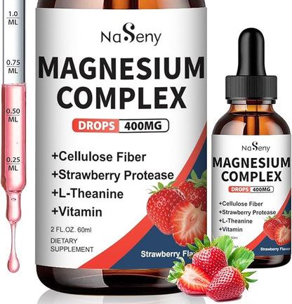 Liquid Magnesium Glycinate,Kids Magnesium Drops,400mg Liquid (2 Fl Oz/1PCS)