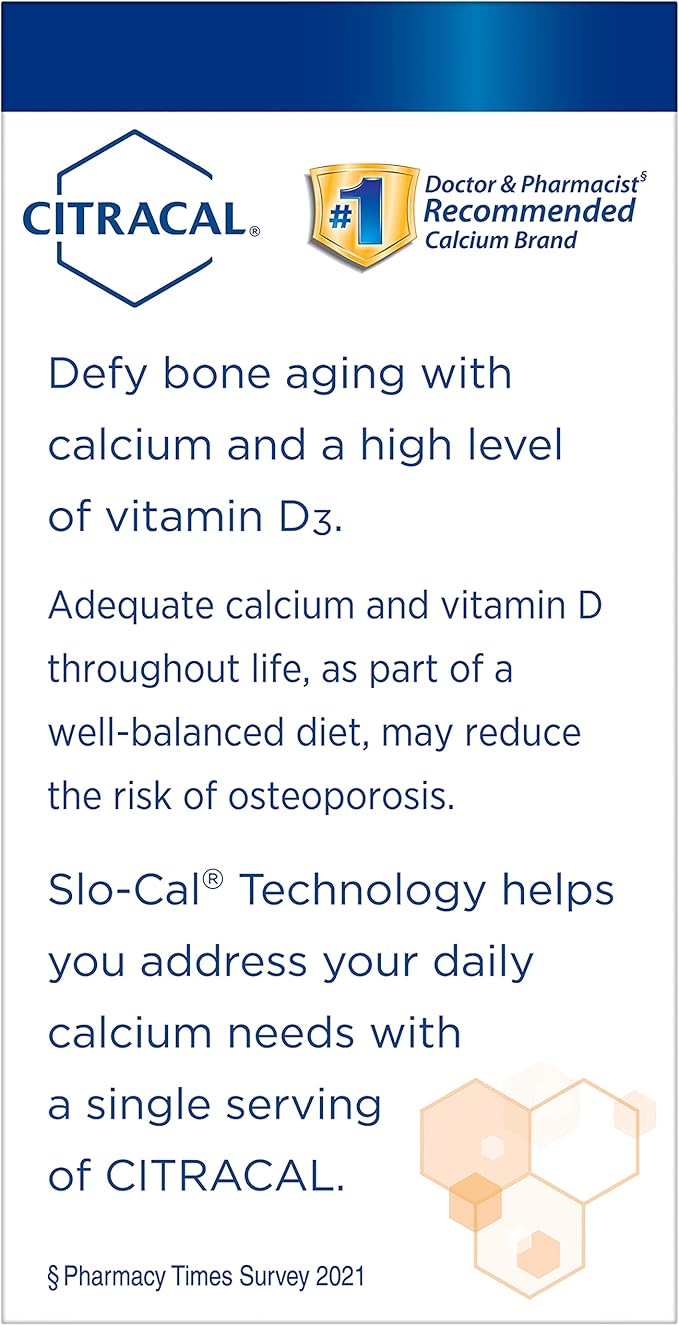 Citracal Slow Release 1200, 1200 mg 25 mcg (1000 IU) D3, Bone 12+, Take 80 Count