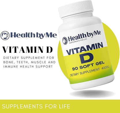 Vitamin D3 4000 IU Softgels | 180 Counts High Potency Vitamin D Supplement for Immune Support, Bone Strength, Muscle Function & Positive Mood Balance