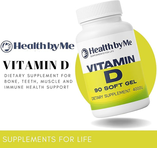 Vitamin D3 4000 IU Softgels | 180 Counts High Potency Vitamin D Supplement for Immune Support, Bone Strength, Muscle Function & Positive Mood Balance