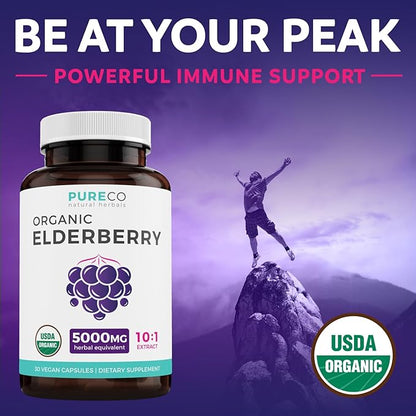 Organic Elderberry Capsules 10:1 Extract 5,000mg of 30 Caps