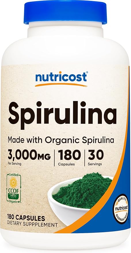 Nutricost Spirulina 3,000mg, 180 Capsules