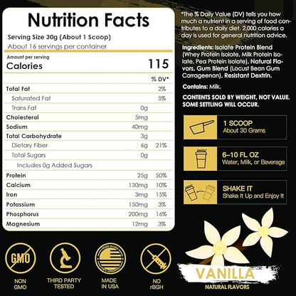 NATURE TARGET Isolate Whey Protein Powder 25g Protein 5.5g BCAAs, 1.1 Pound, 16 Servings