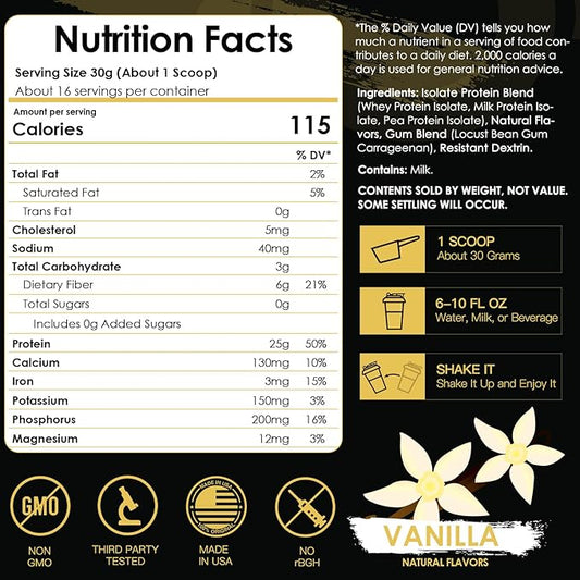 NATURE TARGET Isolate Whey Protein Powder 25g Protein 5.5g BCAAs, 1.1 Pound, 16 Servings