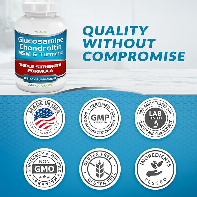Glucosamine Chondroitin, MSM & Turmeric Dietary Supplement 248 Capsules