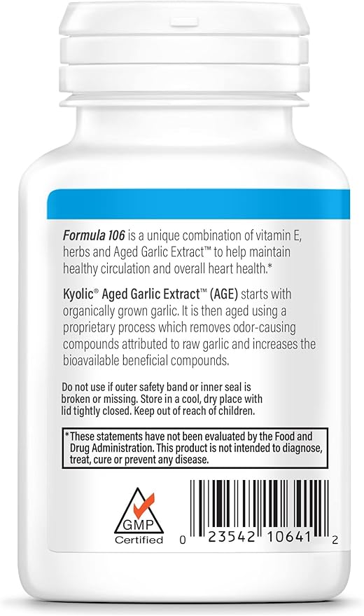 Kyolic Aged Garlic Extract Formula 106, 100 Capsules