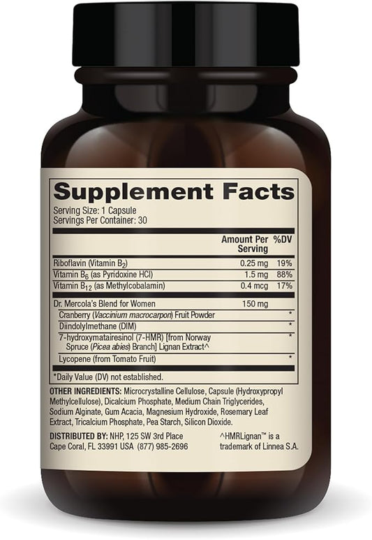Dr. Mercola Lignans with Lycopene Supplement, 30 Servings (30 Capsules),