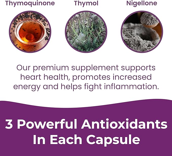 INFINITE AGE Dry Organic Black Seed Oil Extract Capsules - Nigella Sativa Seed Extract Immune Booster, for Optimal Skin, Hair, Memory, Focus, Brain Health & Immunity - Thymoquinone Capsules, 60 Count
