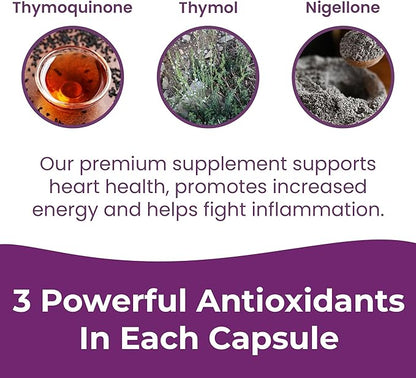 INFINITE AGE Dry Organic Black Seed Oil Extract Capsules - Nigella Sativa Seed Extract Immune Booster, for Optimal Skin, Hair, Memory, Focus, Brain Health & Immunity - Thymoquinone Capsules, 60 Count