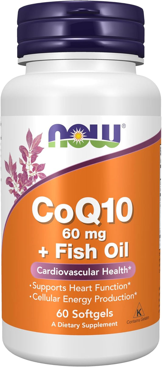 NOW Supplements, CoQ10 60 mg 3 Fish 60 Softgels