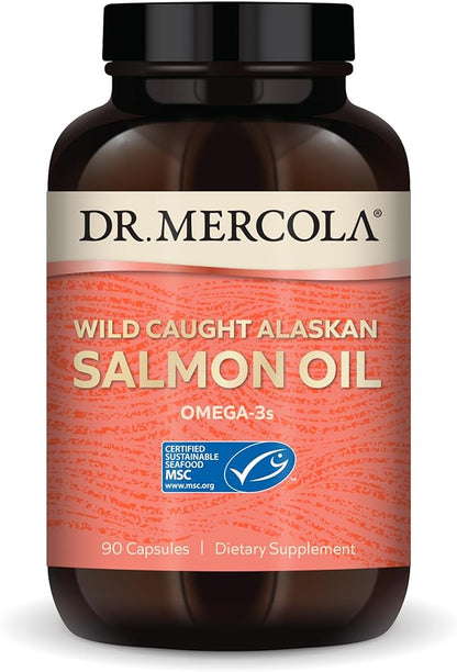 Dr. Mercola Wild Caught Alaskan Salmon 30 Servings (90 Capsules), Omega-3s, Dietary