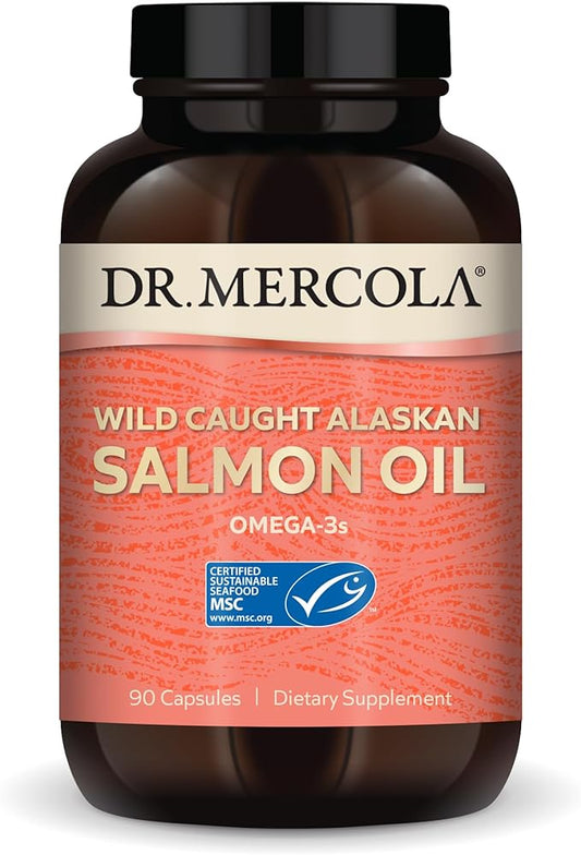 Dr. Mercola Wild Caught Alaskan Salmon 30 Servings (90 Capsules), Omega-3s, Dietary