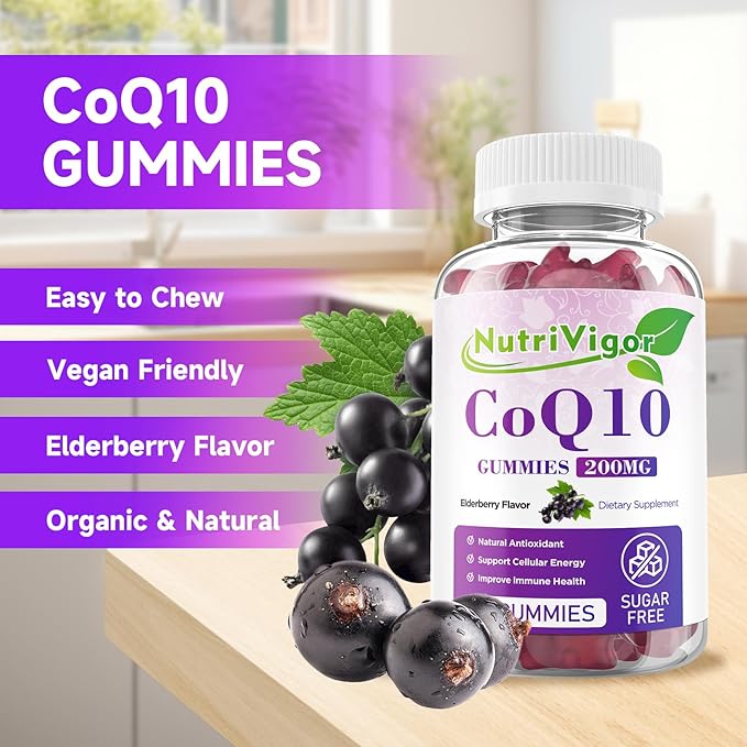 CoQ10 Gummies, Coenzyme Q10 Supplement 200 CoQ10 Supplement 60 Count
