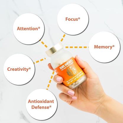 Sun Chlorella Sun Neuro Nootropic Brain Supplement - Daily Memory Concentration & Focus Supplement for Women & Men - Natural Plasmalogen Boost from Sea Pineapples - 180 Capsules