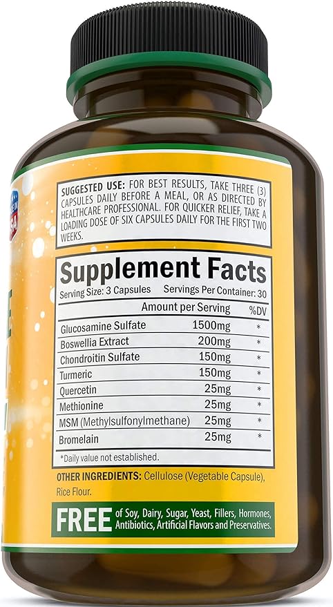 Joint Supplement with Glucosamine Chondroitin Turmeric 90 Capsules.