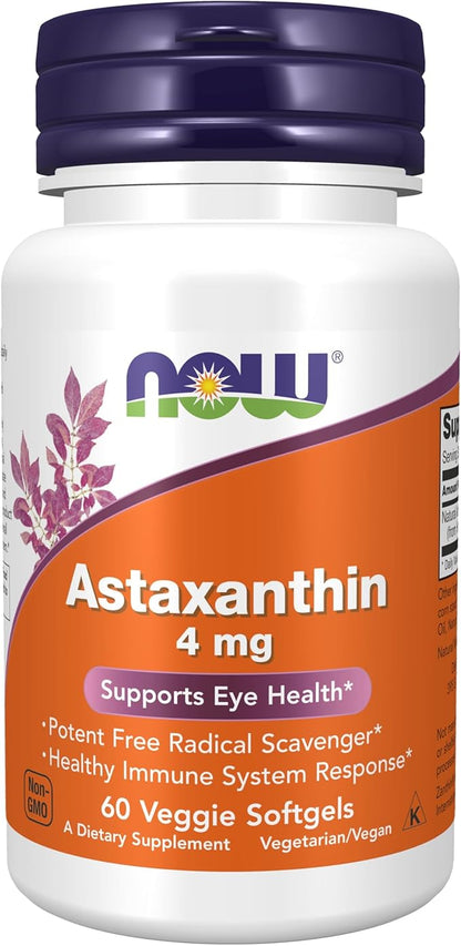 NOW Supplements, Astaxanthin 4 mg, features 60 Veg