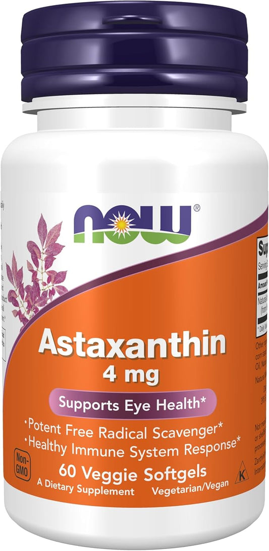 NOW Supplements, Astaxanthin 4 mg, features 60 Veg