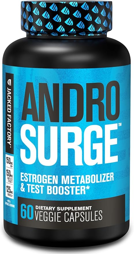 Androsurge Estrogen Blocker for Men - Natural Testosterone Booster for Men & Estrogen Metabolizer with Tongkat Ali, DIM, Long Jack & More - Test Booster & Muscle Builder - 60 Count