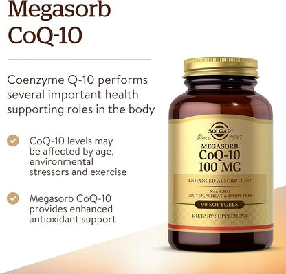 Solgar Megasorb CoQ-10 100 mg, 90 Softgels Q10 Supplement 90 Servings