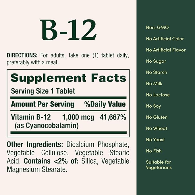 Nature's Bounty Vitamin B12, Supports Energy 1000mcg, 200 200 Ct