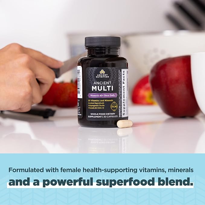 Ancient Nutrition Multivitamin for Women, Ancient 40+ Once K2, Folate 30ct