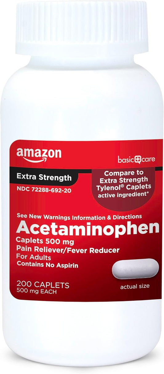 Amazon Basic Care Extra Strength Pain 500 mg, 200 Count