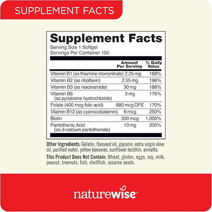 NatureWise Vitamin B Complex for Women B1 B2 B2 B3 B3 B6 B6 B12 B12 - 150 Softgels[5-Month Softgels[5-Month Supply]