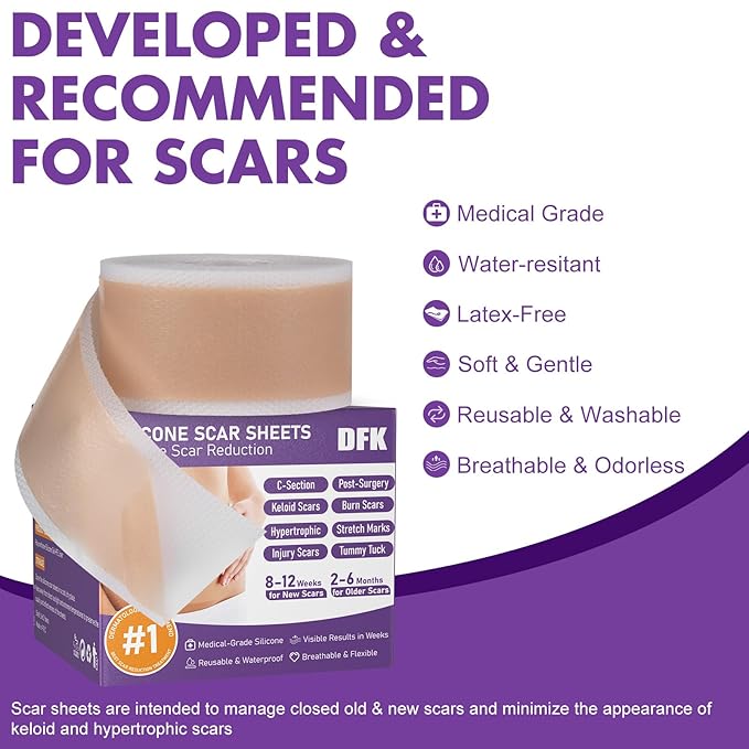Silicone Scar Sheets, Silicone Scar Tape(1.6"x 79" Roll-2M), Roll-2M), Reusable