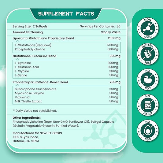 2800 MG Liposomal Glutathione Supplement, Detoxifying
