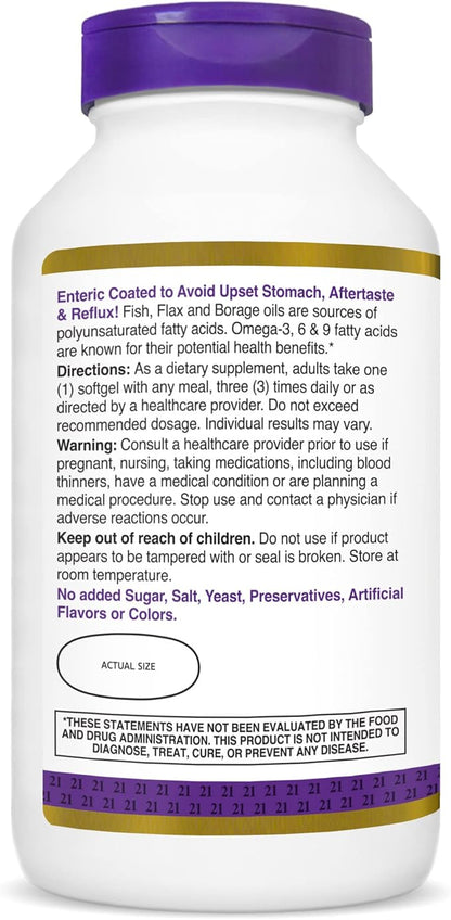 21st Century Triple Omega Complex 3 6 9 9 Enteric 180 Count (22875)