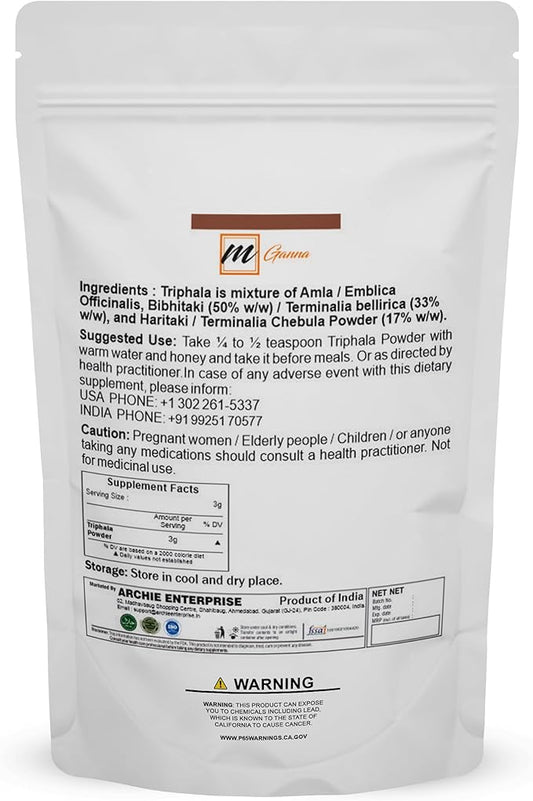 100% Natural Triphala Powder for Glowing 227 GMS 0.5 LBS